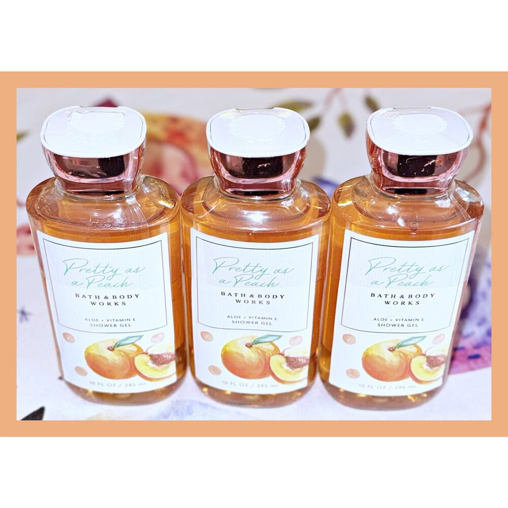 Bath & Body Works Pretty as a Peach 10oz Shower Gel Body Wash with Aloe B5 x3